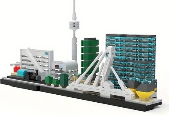 Bouwblokjes Rotterdam skyline | blokjes compatible met Lego | Skyline Rotterdam Lego compatible | bouwset van bouwblokjes, geïnspireerd op gebouwen met Rotterdam architecture