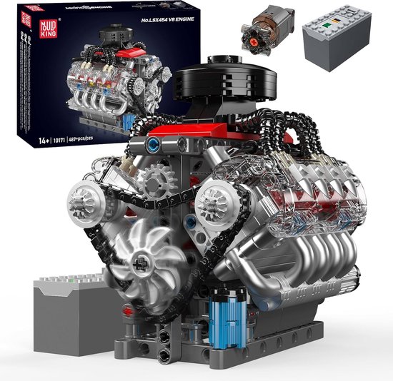 Mould King - Technic Chevy V8 formule 1 motor | Speed champions modelbouw | Creator classic bouwpakket | Technische speelgoed ideas voor expert volwassenen & kinderen | compatibel met lego sluban of mega bloks | 487 bouwstenen modelbouw