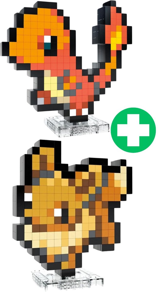 MEGA - Pokémon Charmander & Eevee pixel arts | icons diamond art | Elite trainer painting bouwpakketten | Classic creator modelbouw | Compatibel met lego mould king & sluban | Technische ideas speelgoed kinderen & volwassenen | 830 bouwstenen box