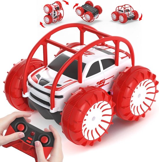 Waterdichte RC Stuntauto met Afstandsbediening – Amfibieën 4WD Offroad Truck voor Kinderen