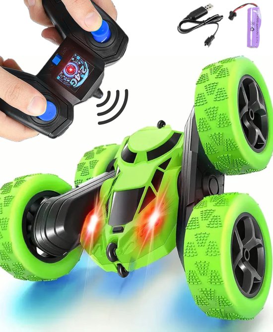 Boncy® Bestuurbare RC Auto Offroad - 360 Stunt Groen - Jongens Meisje Volwassenen - Speelgoed Binnen & Buiten - Afstandbestuurbaar Race Drift Car - Afstandsbestuurbaar Raceauto Accu - Stuntauto - Bestuurbaar Snel Elektrisch Autos Afstandsbediening