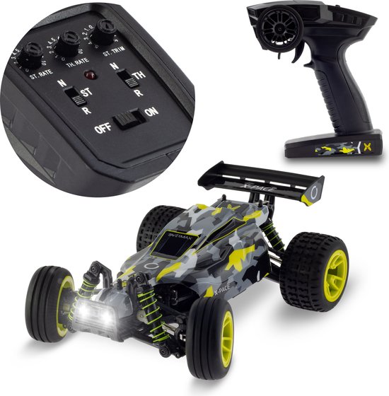 Overmax X-Pace Grote op Afstand Bestuurbare RC Auto – Schaal 1:18 – Bereik 100m – Snelheid 45 km/u – 4x4 Aandrijving – Onafhankelijke Ophanging – LED-verlichting – 30 Minuten Gebruik per Lading