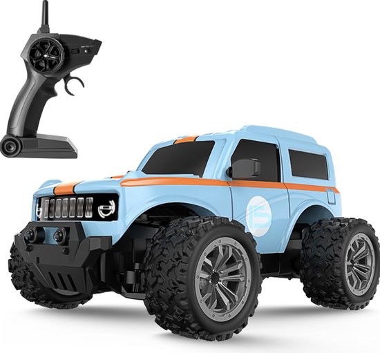 Bestuurbare Auto - RC Auto - Monstertruck - Offroad Car - RC Car Buggy - Monsterjam - Kinderen en volwassenen - Tiktok - Radiografisch - Binnen en buiten - Stuntauto - Afstandsbestuurbare auto - Blauw/oranje