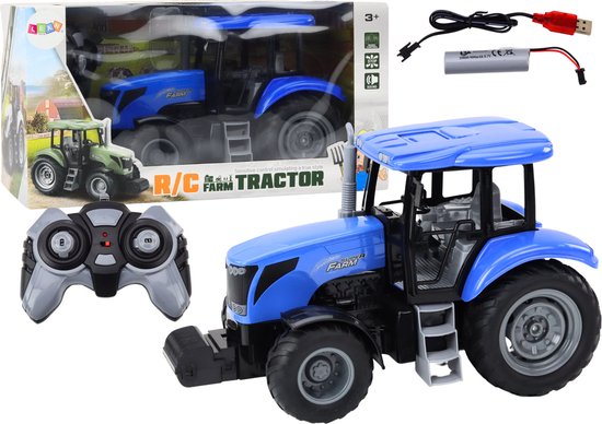 Bestuurbare tractor - blauw - 34x18.5x16 cm - rubberen wielen