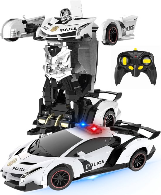 Boncy® Bestuurbare RC Auto - Transformer Lambo Politie - Jongens Meisje Volwassenen - Speelgoed Binnen & Buiten - Afstandbestuurbaar Race Drift Car - Afstandsbestuurbaar Raceauto Accu - Stuntauto - Bestuurbaar Snel Elektrisch Autos Afstandsbediening