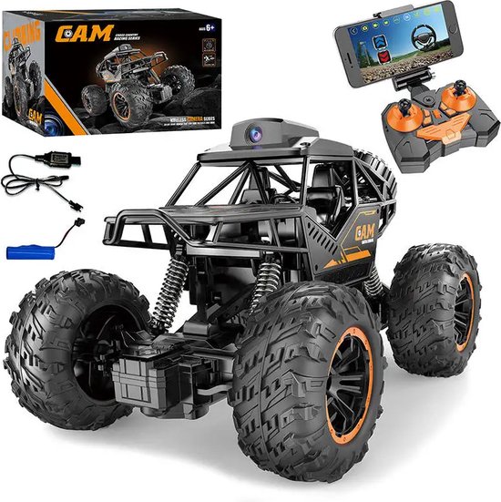 Bestuurbare Auto met 4K Camera - RC Auto - Voor Volwassenen/Kinderen - Met Accu - voor Jongens/Meisjes - Monstertruck - Zwart/Blauw