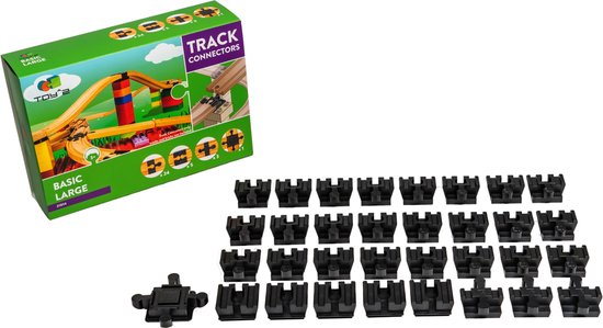 Toy2 Track Connectors Large Treinbaanonderdelen - Houten Treinbaan - Voor LEGO DUPLO©, BRIO©, IKEA