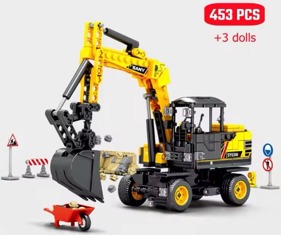 Sembo Block - Graafmachine 453-delige TECHNIC bouwstenenset 20,4cm geel zwart | Lego compatibel | leeftijd 6+