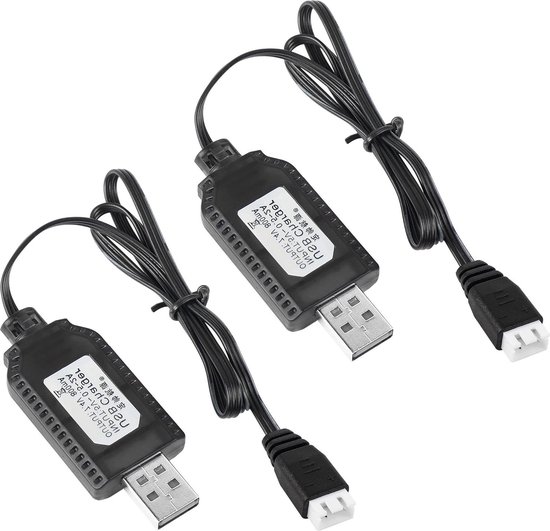 LiPo Battery USB Charging Cable Set of 2 7.4V for RC Model Vehicle Buggy Car Truck Boat (XH-3P)