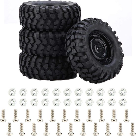 4pcs Rubber Tires Wheels for 1/10 RC Car Truck - Off-road Racing Crawler Part