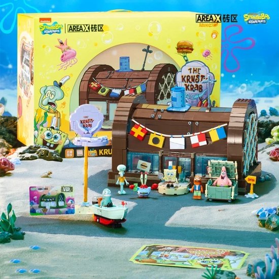 SpongeBob SquarePants Krusty Krab Bouwset - Cartoon Bouwstenen - LEGO Compatibel Speelgoed voor Kinderen - Educatief Model Blokken Decoratie