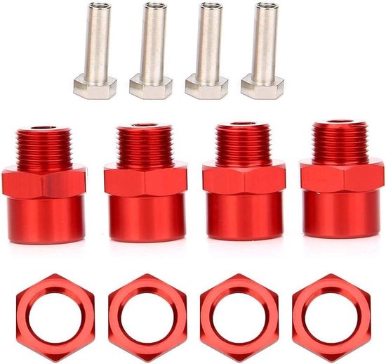 RC-wiel zeskantige naafadapter 12 mm tot 17 mm - zeskantnaafombouwadapter - D4 HSP 94123 - 1/10 RC Car - rood .