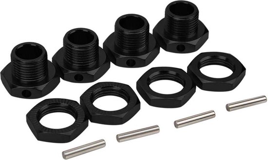 4 Stücke RC Hex Koppler Kit 17 MM Rad Hex Koppler Aluminiumlegierung Spielzeugauto Hex Fahrer für 1/8 RC Fahrzeug - Schwarz - Ersatzteil Kit .