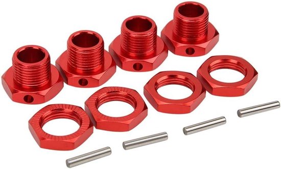 4 Stücke RC Hex Koppler Kit 17 MM Rad Hex Koppler Aluminiumlegierung Spielzeugauto Hex Fahrer für 1/8 RC Fahrzeug - rot - Hohe Qualität .