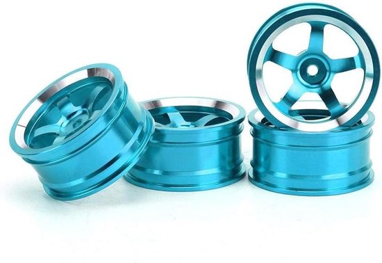 4 Stks RC Auto Wielnaaf Adapter Velgen Adapters Set voor 94123 Draaibank Drift Auto - Blauw - Aluminium .