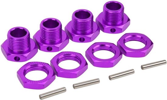 4 stuks RC Hex Koppelset - 17 mm wiel hex-koppeling - aluminiumlegering - speelgoedauto hex-bestuurder - paars - 1/8 Rc voertuigen - automodellen .