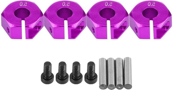 Wielnaafadapter 12 mm universeel RC naafadapter verlengingsconversie voor 1/10 schaal RC auto - paars - HTML content toevoegen .