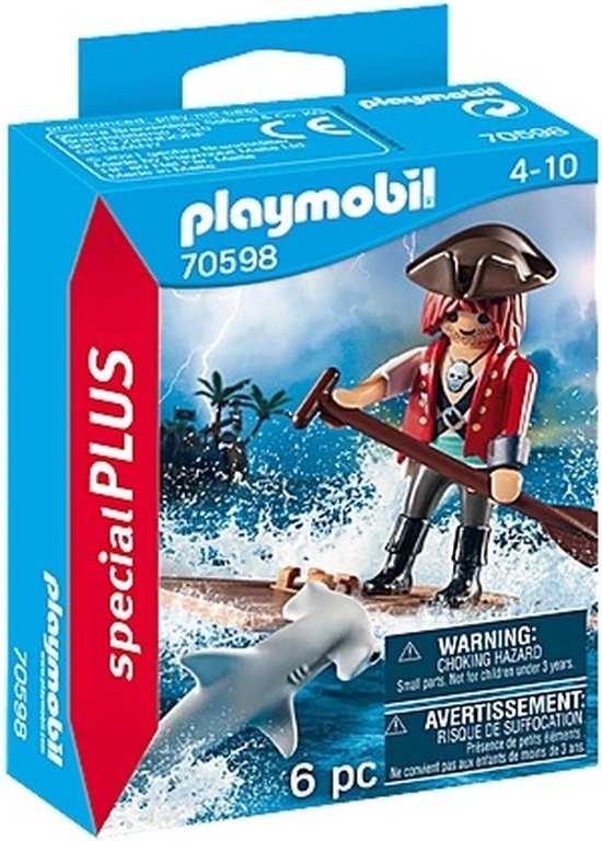 PLAYMOBIL Special Plus Piraat met vlot en hamerhaai - 70598