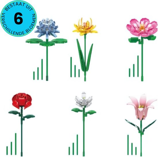 Bloemenpakket Speelgoed Set Geschikt Voor LEGO - Bloemen Boeket - Vanaf 6 Jaar - Bouwset - STEM Speelgoed - Bouwsets - Bouwspeelgoed - Inclusief Handleiding - 6 in 1