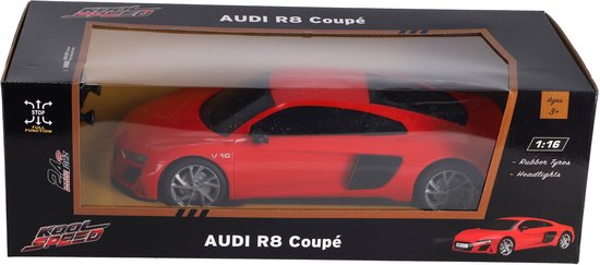 Radiografisch bestuurbare auto audi 1:16 2.4g r8 coupé rood.