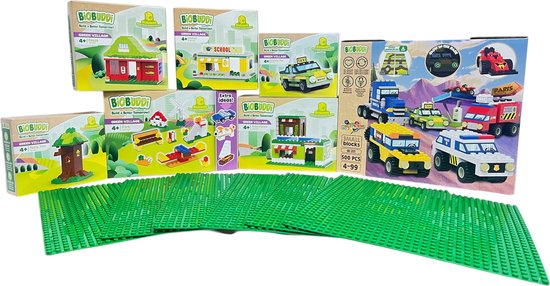 Biobuddi 13 Delig Pakket Green Village Compatible met Lego etc ( 7 Bouwdozen + 6 Basisplaten ) SALE - VOORDEEL - NU SUPERGOEDKOOP