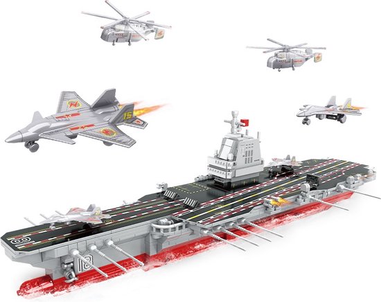 Aircraft Carrier Bouwset - Vliegdekschip Bouwset - Bouwpakket - Bouwblokjes - Leger bouwstenen - Compatibel met Lego bouwstenen - 838 Stuks