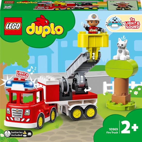 LEGO DUPLO Town Brandweerauto, Educatief Peuter Speelgoed met Dierenfiguur - 10969