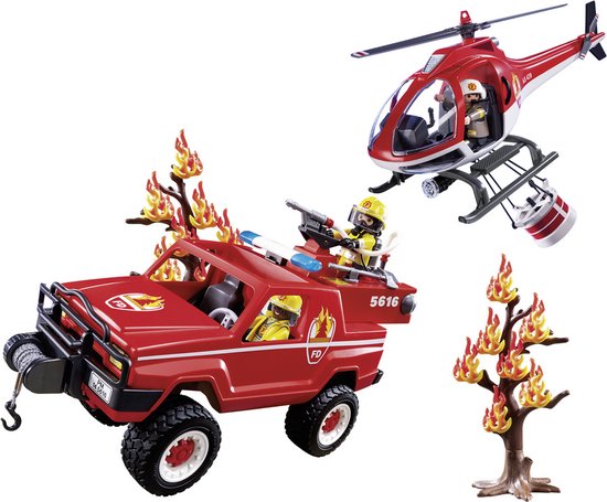 Playmobil City Action 9518 Bos brandweerwagen met Helikopter