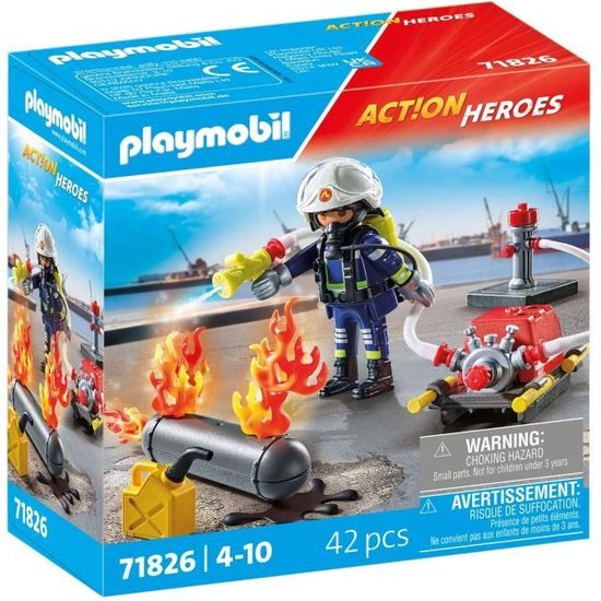PLAYMOBIL Action Heroes Brandweerman met waterpomp 71826