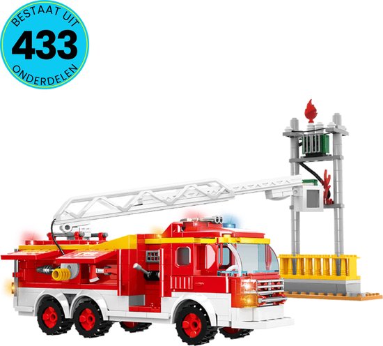 Brandweerwagen Speelgoed Set Geschikt Voor LEGO - Vanaf 6 Jaar - 433 Bouwstenen - Brandweerspeelgoed - Bouwset - STEM Speelgoed - Bouwsets - Bouwspeelgoed - Inclusief Handleiding